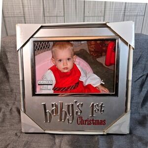 Malden Baby's First Christmas Picture Frame Silver Tone 4x6 New in Box